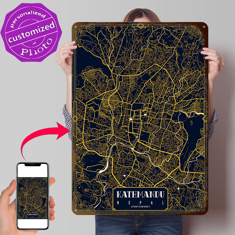 Home Decor Kathmandu - Poster con Mappa di Kathmandu in