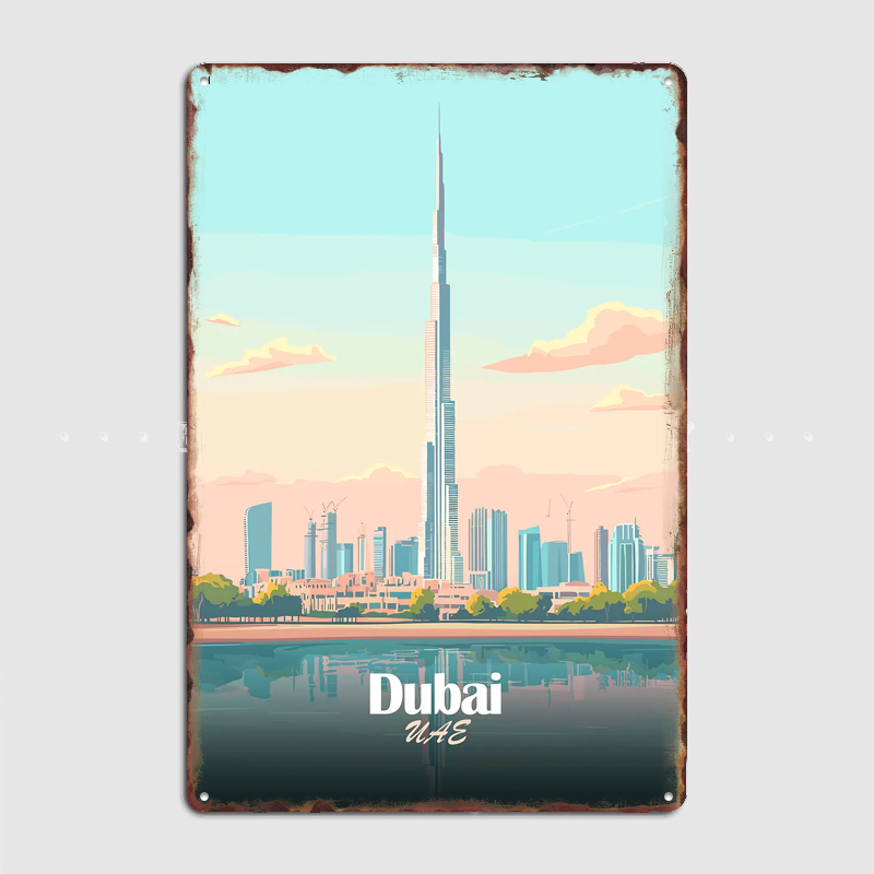 Home Decor Vector - Poster Vettoriale Skyline di Dubai, Insegna